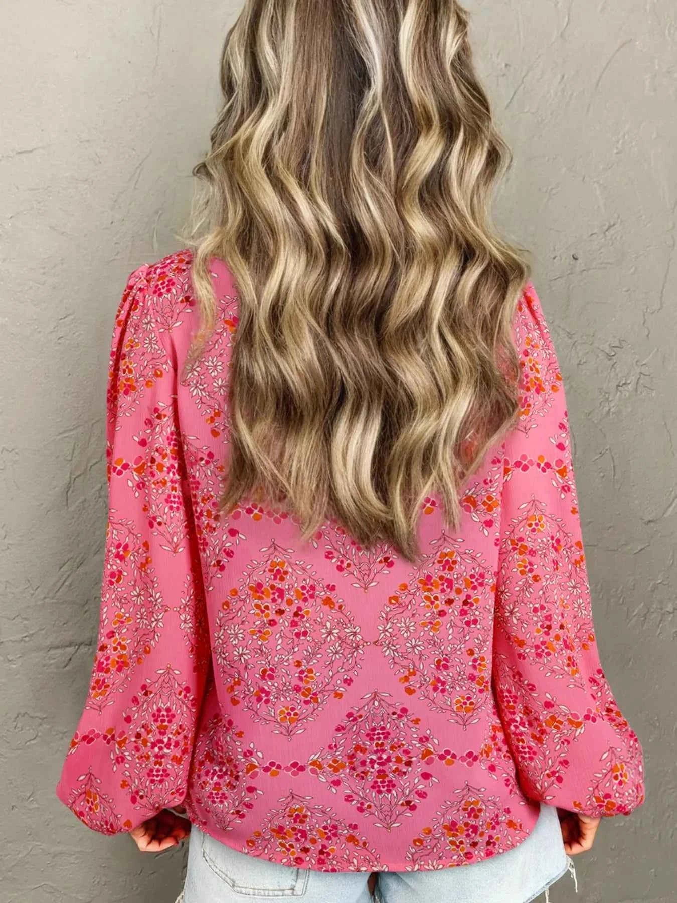 Floral Print Lantern Sleeve Loose Shirt 2f11ac7a-04d4-4ceb-b2b1-334a2d549b56-Max-Origin