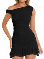 Ruffled Single Shoulder Mini Dress 2f1a6d3d-b49a-4b51-b9eb-97f4eecc13f5-Max-Origin
