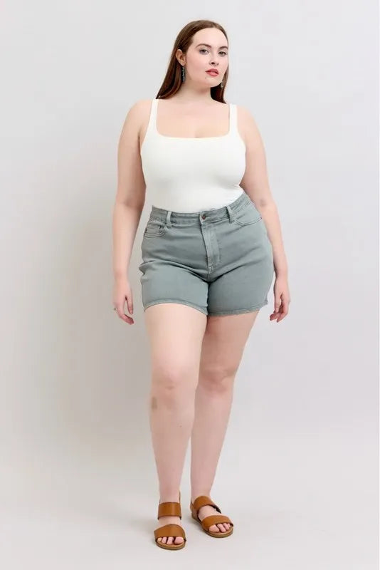 Judy Blue Full Size Hw Garment Dyed & Back Pkt Embroidery Shorts Plus Size 2f233fc2-c658-4b1c-8030-4c75a0aa4444-Max-Origin