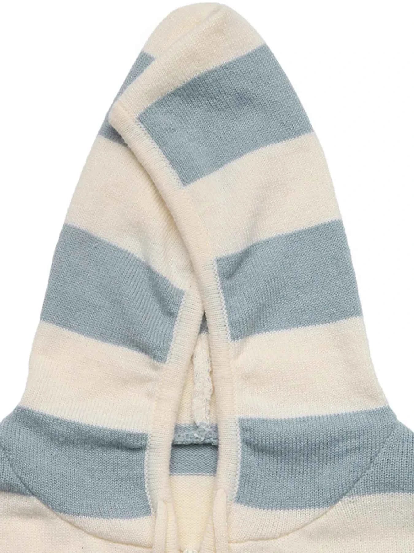 Drawstring Zip Up Striped Cardigan
