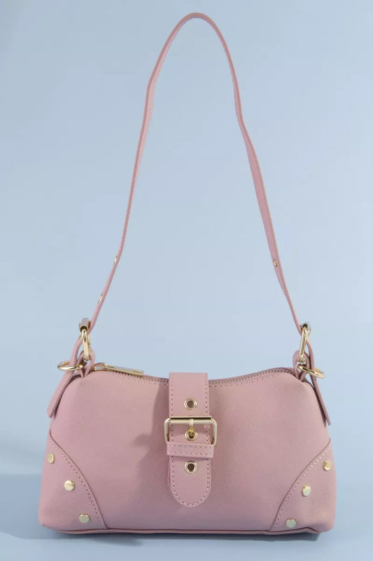 Fame Studded Saffiano Buckle Strap Shoulder Bag 2f3214ac-1ea6-44ce-93ef-54c3edad7340-Max-Origin