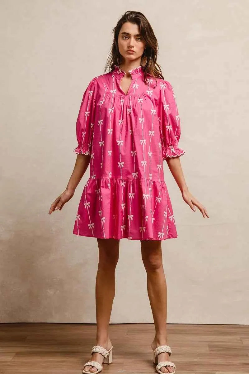 BiBi Ribbon Patterns With Scallops Edge Details Short Sleeve Dress 2f39c53a873045d38045b94d1c42ea40-Max-Origin