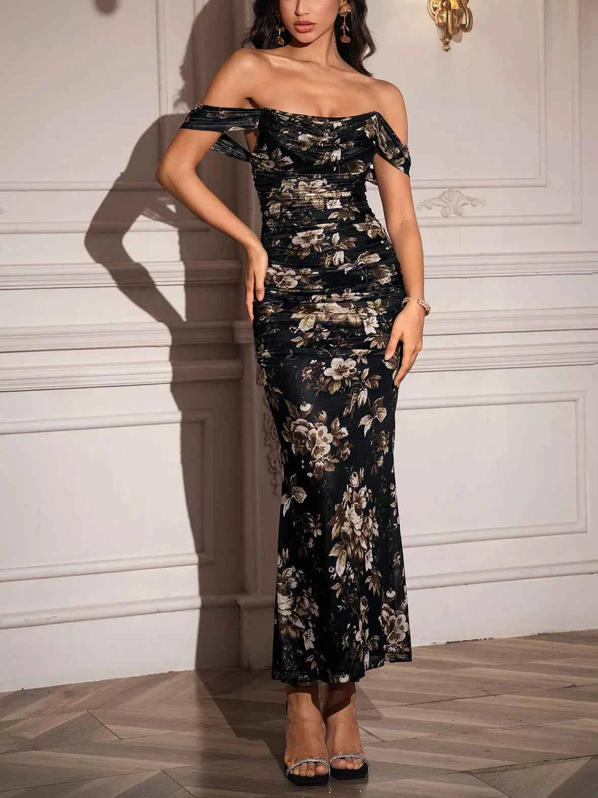 Off-Shoulder Ruched Floral Mermaid Dress 2f3bc3c8-0ec2-4176-ae2d-d07e033f2940-Max-Origin