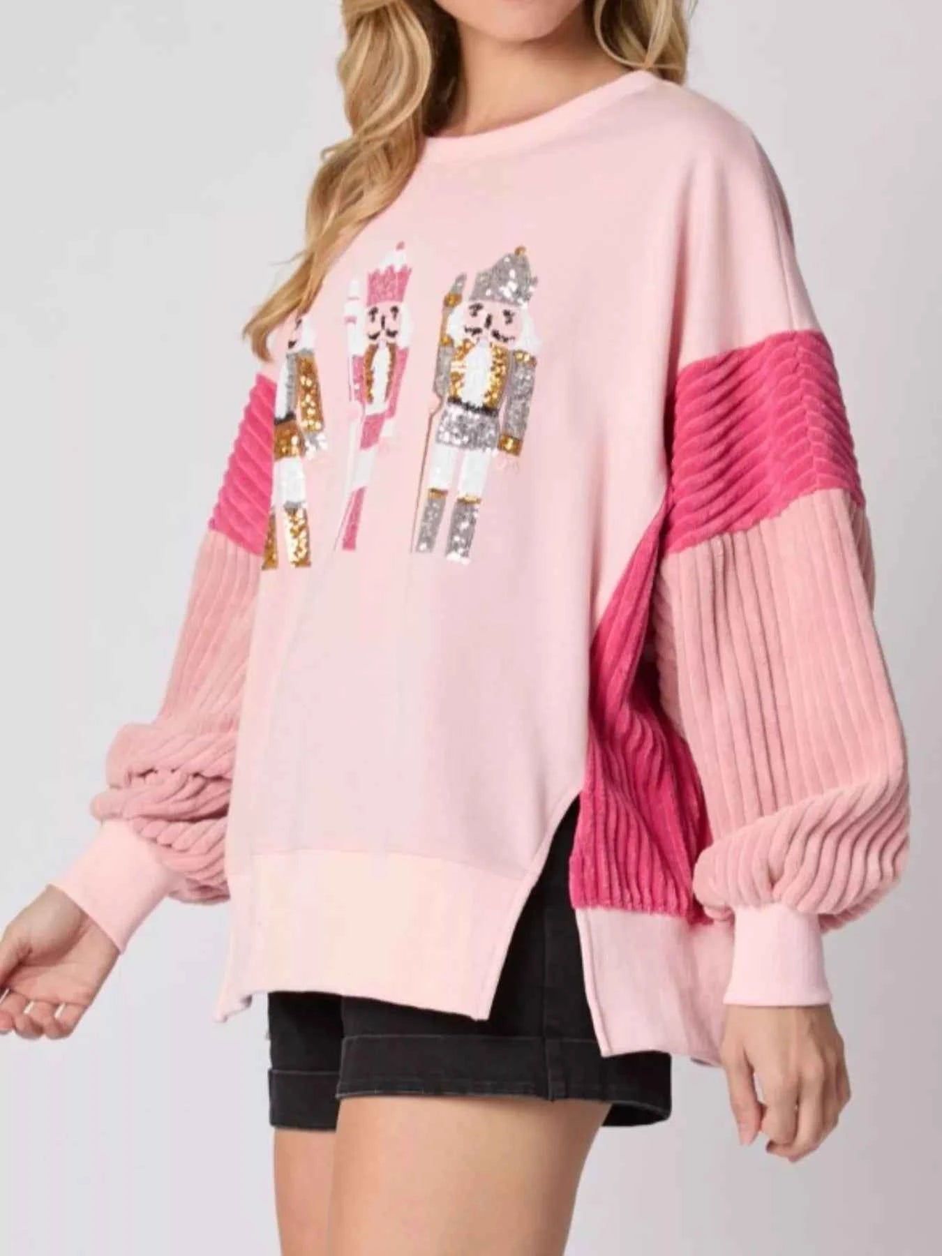 Nutcracker Long Sleeve Sweatshirt with Side Slit 2f3e432d-4fa7-4751-a652-8307e78df280-Max-Origin