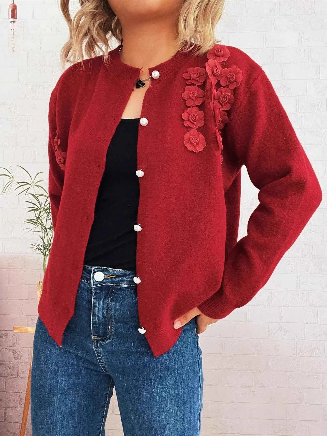 Flower Button Up Long Sleeve Cardigan 2f41ebe756ea44389030f8d3c270a3b9-Max-Origin