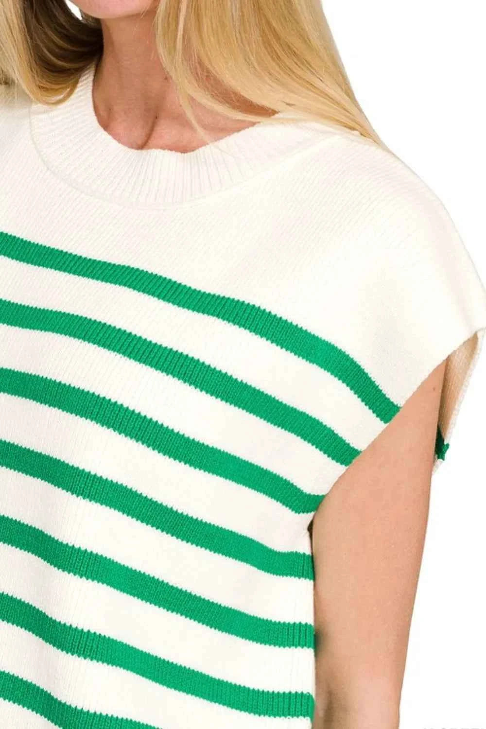 Zenana Oversized Crew Neck Stripe Sweater Vest 2f4b0784-1406-4044-b57e-5576e2a0affd-Max-Origin