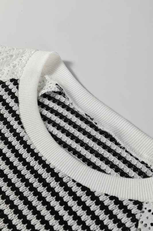 Stripe Textured Knit Lace Patchwork Long Sleeve To 2f4b7a11-461d-4edb-bba3-16e3806e076f