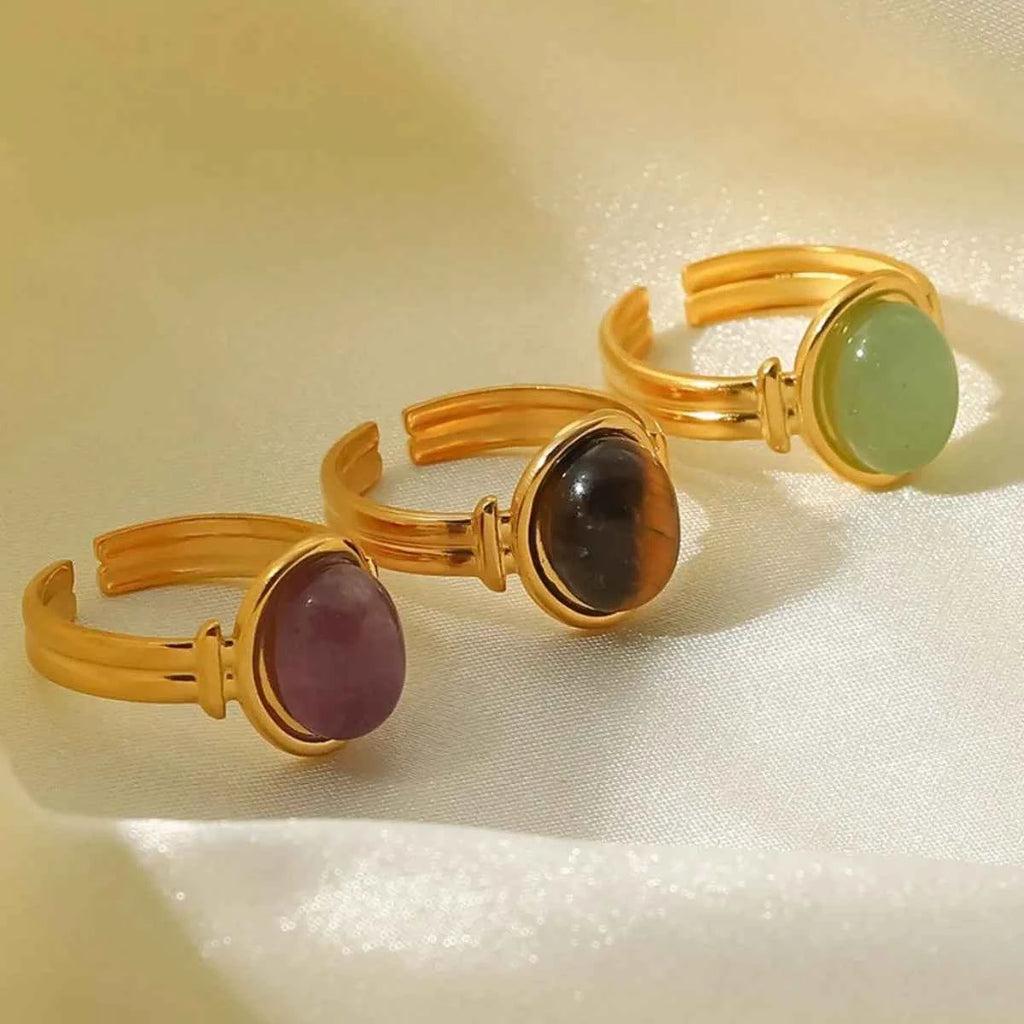 Vintage Natural Stone Gold Plated Adjustable Ring 2f5353b4-ad3c-4331-9eff-3e6838800706-Max-Origin