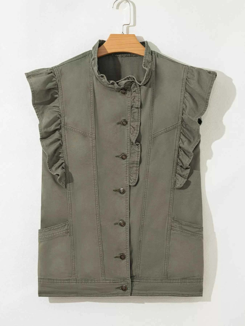Ruffled Patchwork Denim Jacket Vest 2f7a44facca24d88afb4bb300e626aaf-Max-Origin