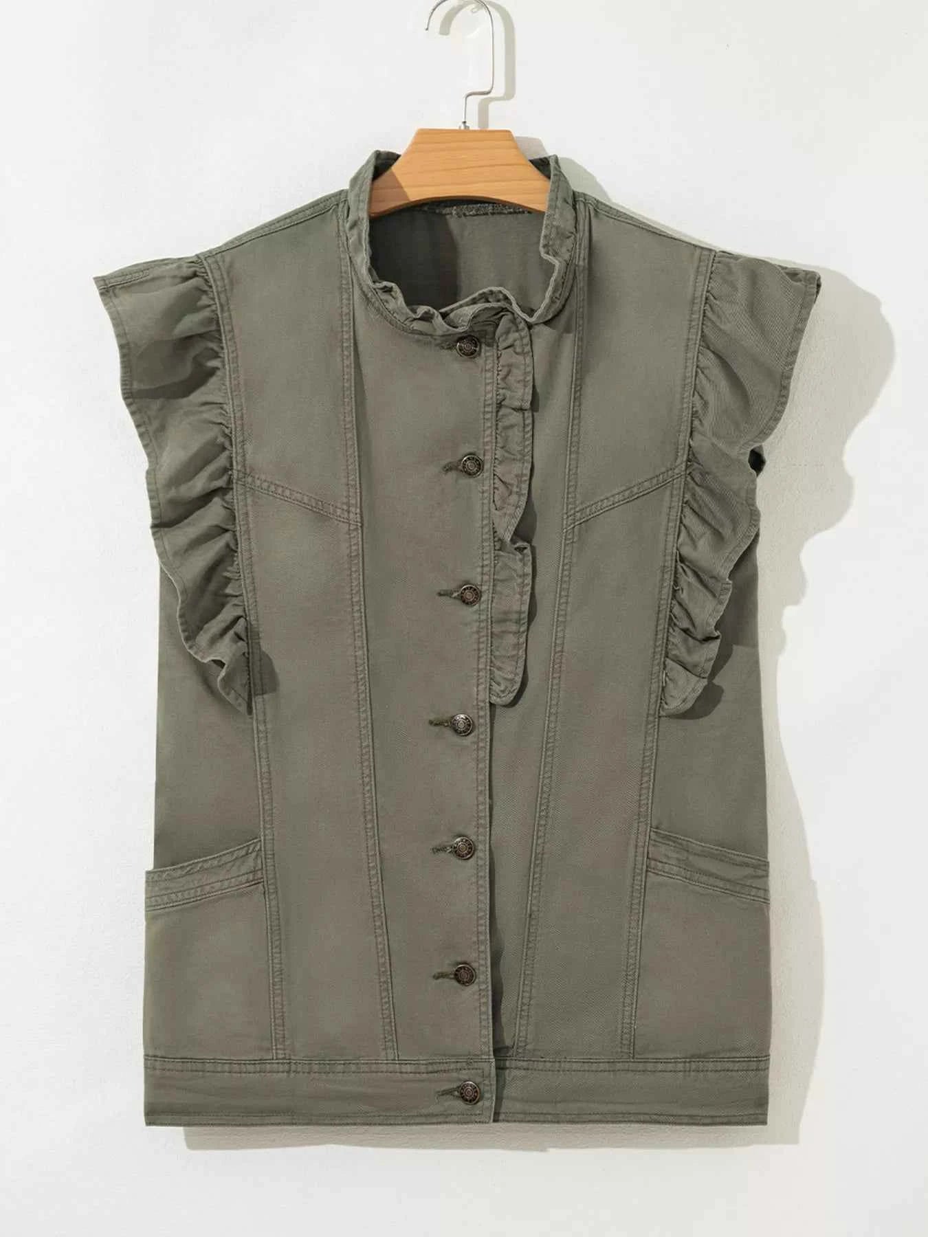 Ruffled Patchwork Denim Jacket Vest 2f7a44facca24d88afb4bb300e626aaf-Max-Origin