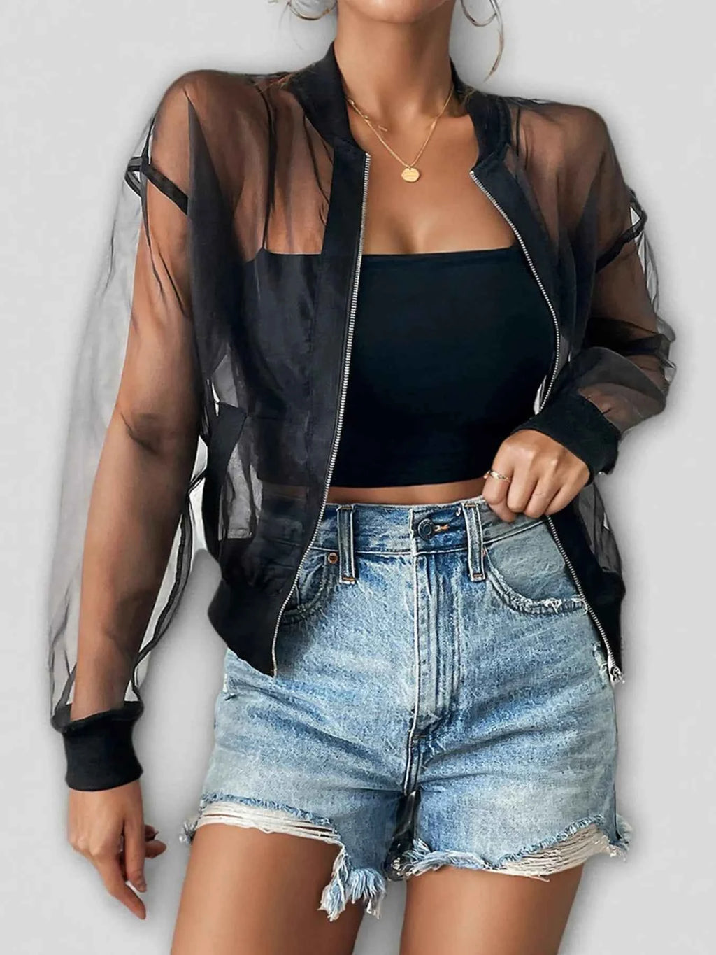 Sheer Mesh Zip Up Jacket 2f7e1f0741cb439b99813855377c7016-Max-Origin