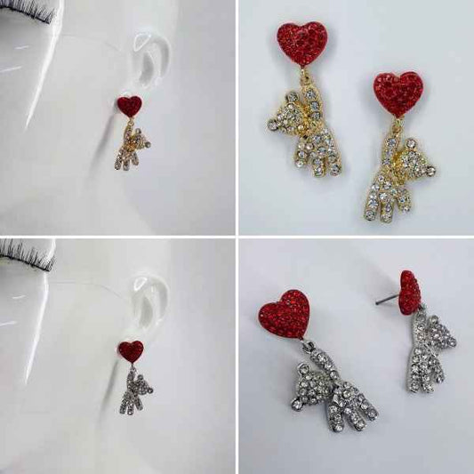Red Heart Shape Post Back Earring With Teddy Bear 2f81d61f-2eeb-49e8-9d8d-2312c459d208