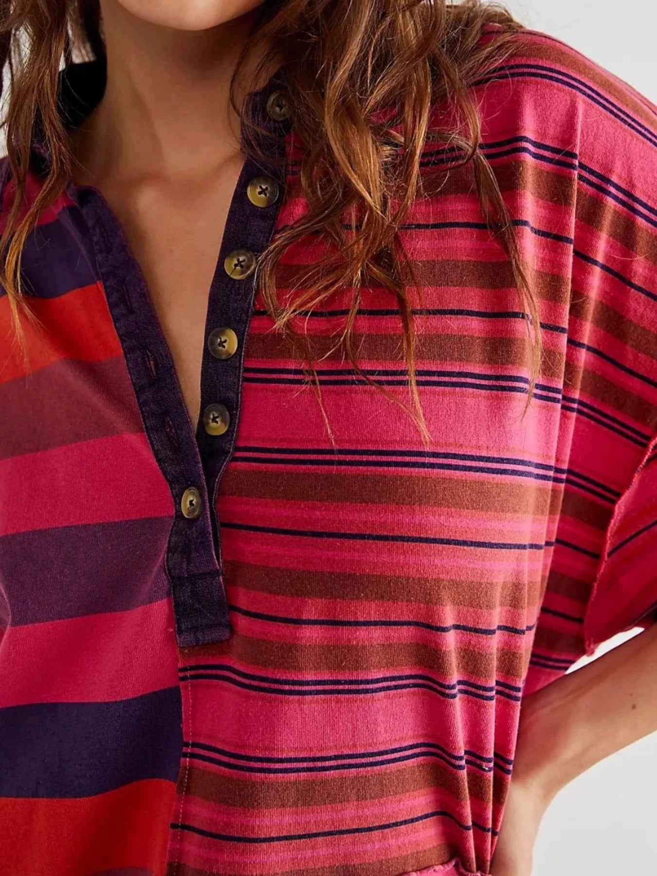 Striped Oversized Half Button Shirt Dress 2f87ac15-72e1-400d-8860-5103623e38d2-Max-Origin
