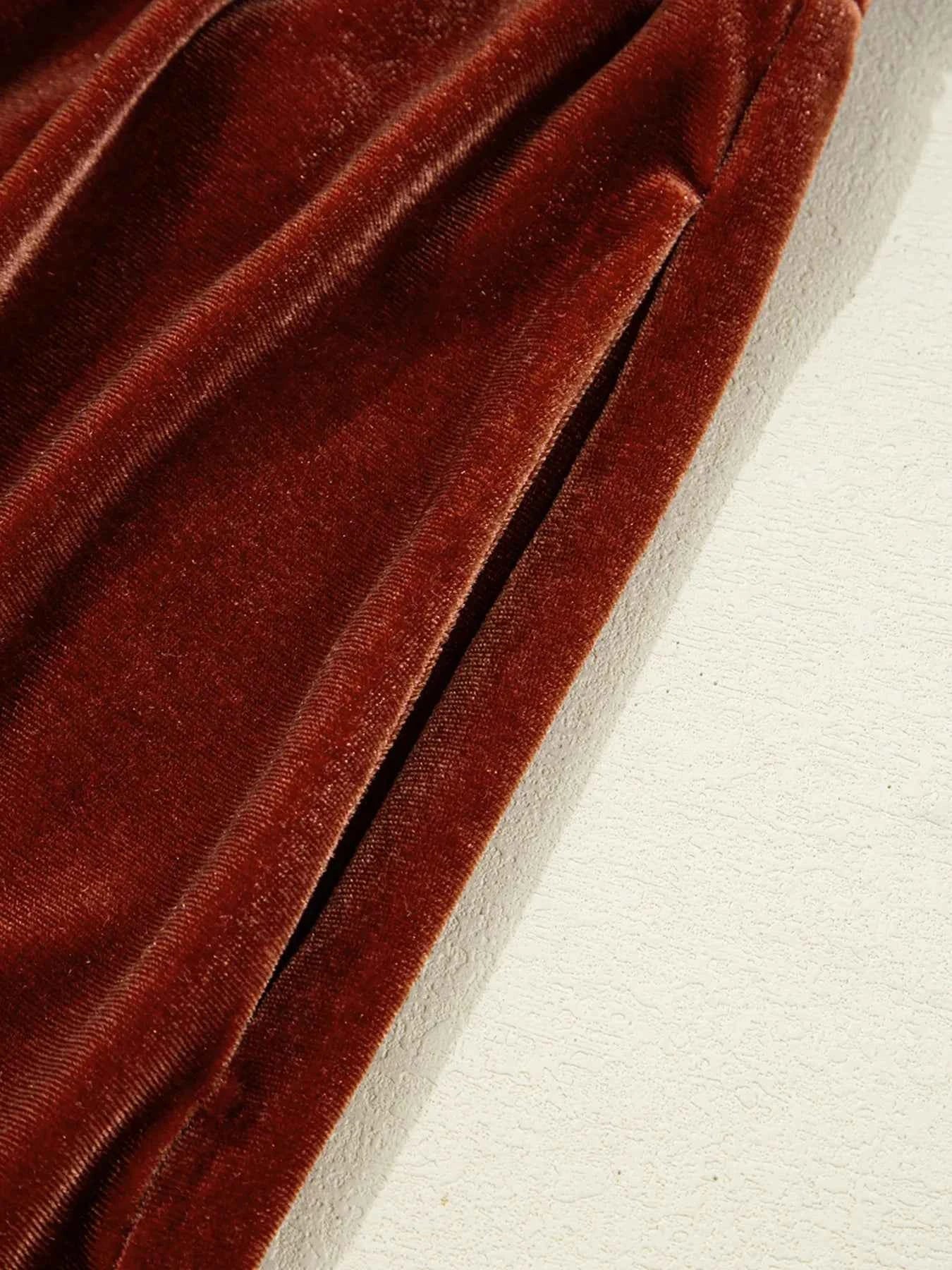 V Neck Puff Sleeve Velvet Dress 2f8e45554465406c9462246dcc23f1b4-Max-Origin