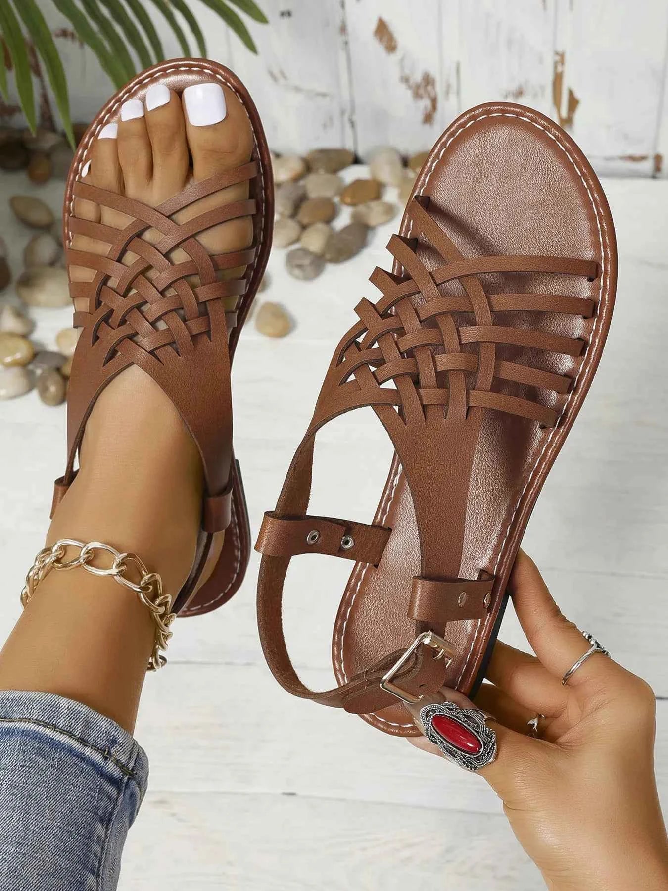 Woven Strappy Flat Sandals 2f909720afa24f1783b3f3fd61022dc6-Max-Origin