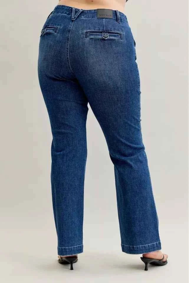 Judy Blue Full Size Mid Rise Bootcut Jeans with Welt Pockets Plus Size 2f964724-023a-4577-8e8c-2108803b5aad-Max-Origin