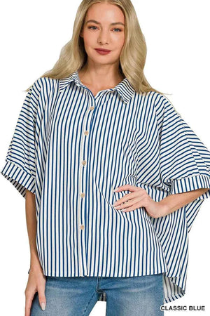 Oversized Stripe Button Down Shirt CLASSIC BLUE 2f99a6ca318d4042ad36aec03abf5d10-Max-Origin