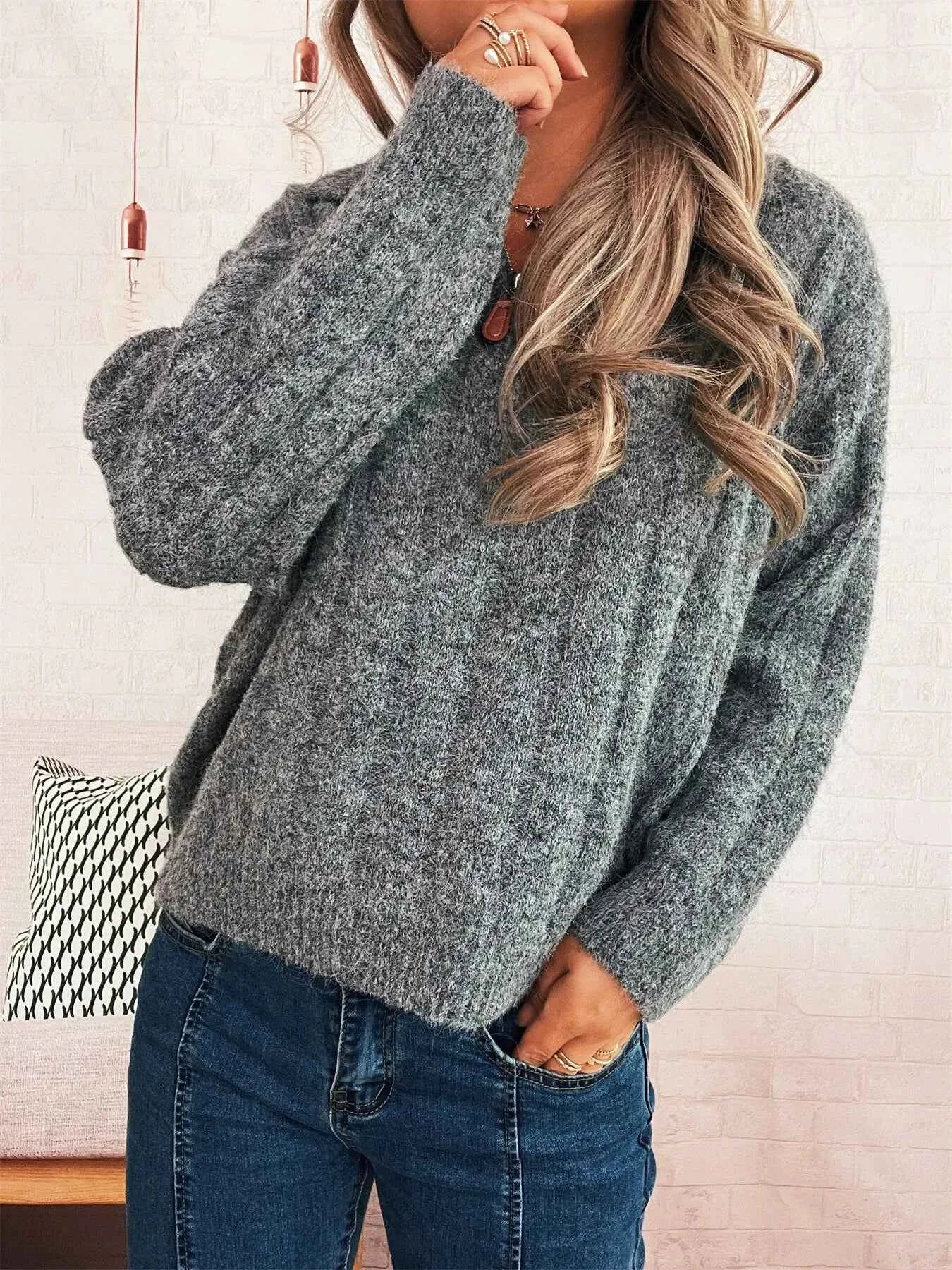 Ribbed Hem Quarter Zip Sweater 2f9c1d41829f44e7a3a2ad15d0d045eb-Max-Origin