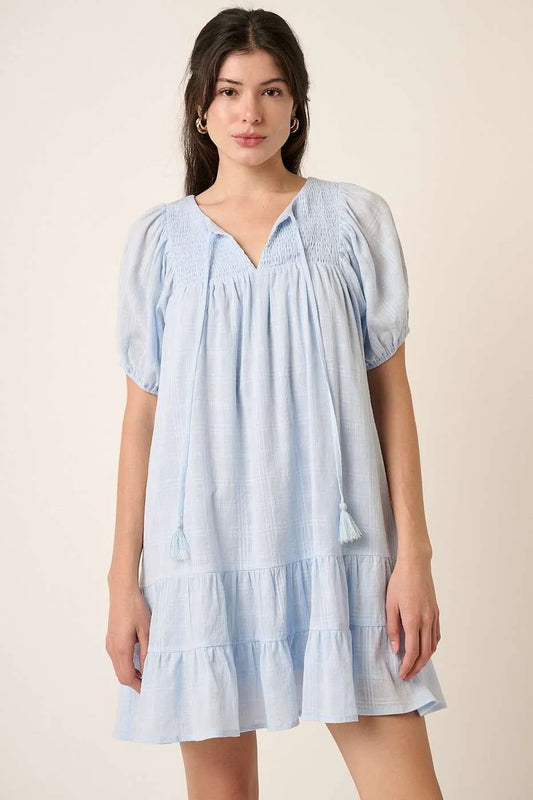 Mittoshop Tassel Tie Plaid Gauze Short Sleeve Mini Dress BLUE 2f9d2c9f779e4f9b96533751e3dbb9c1-Max-Origin
