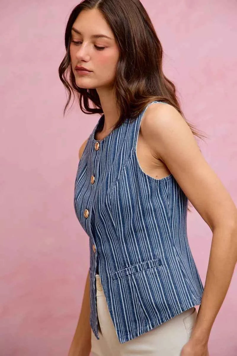 SO ME Stripe Slim Fit Button Front Denim Vest Top 2fa93fc1d91e43e692448cd1a3f2cb92-Max-Origin