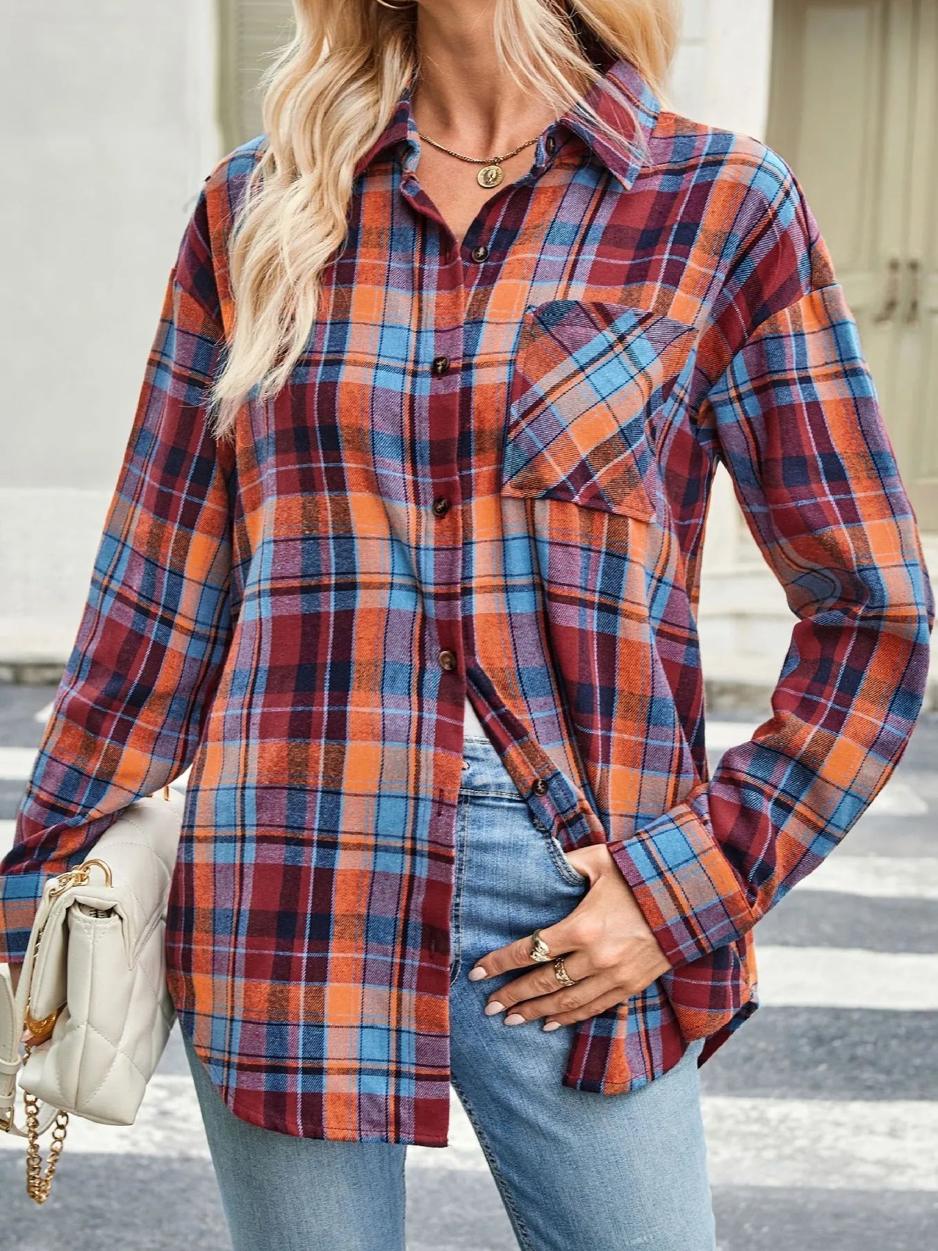 Plaid Button Up Long Sleeve Shirt 2fb349ff43534c4890b293d0082aadaa-Max-Origin