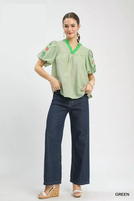 Embroidered Puff Sleeve Top 2fb553e9-c0e6-42d3-9137-96075f64ac10-Max-Origin