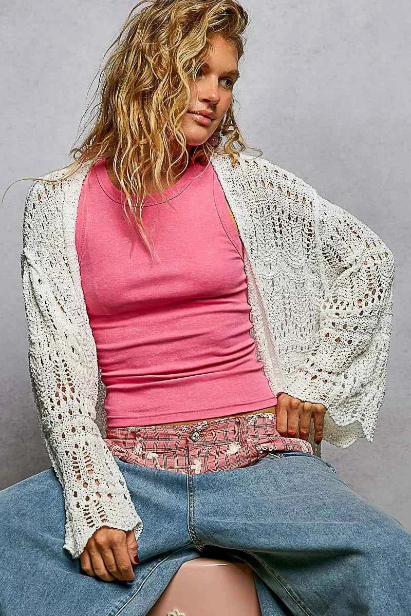 POL Openwork Lightweight Open Front Cardigan with Scalloped Edge 2fccabb3-6286-4ddb-ab65-72458fbb678e-Max-Origin