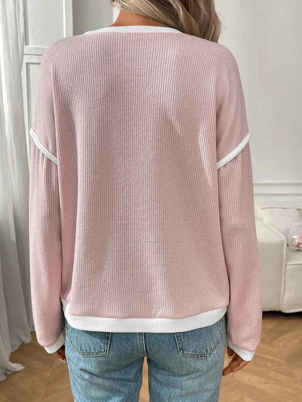 Ribbed Contrast Trim Long Sleeve Top 2fced46b-c42e-46d8-932d-f1ca7bee4f6a-Max-Origin