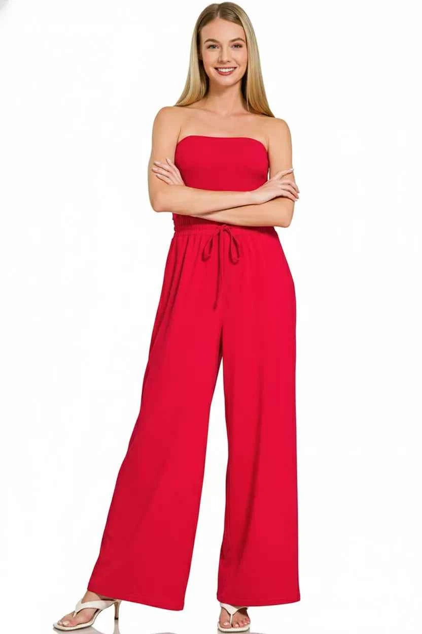 Zenana Tube Top Jumpsuit with Drawstring Waist 2fdb16c4-8308-4417-b759-00f9851b304c-Max-Origin