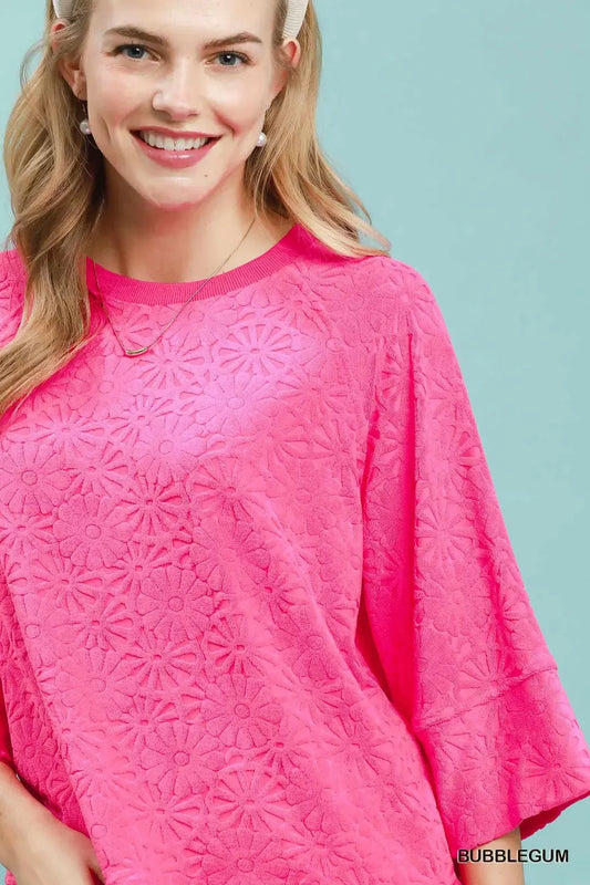 Round Neck Textured Floral Terry Blouse 2fdc4ecf-8166-4953-879a-eb072bb5bc7f-Max-Origin