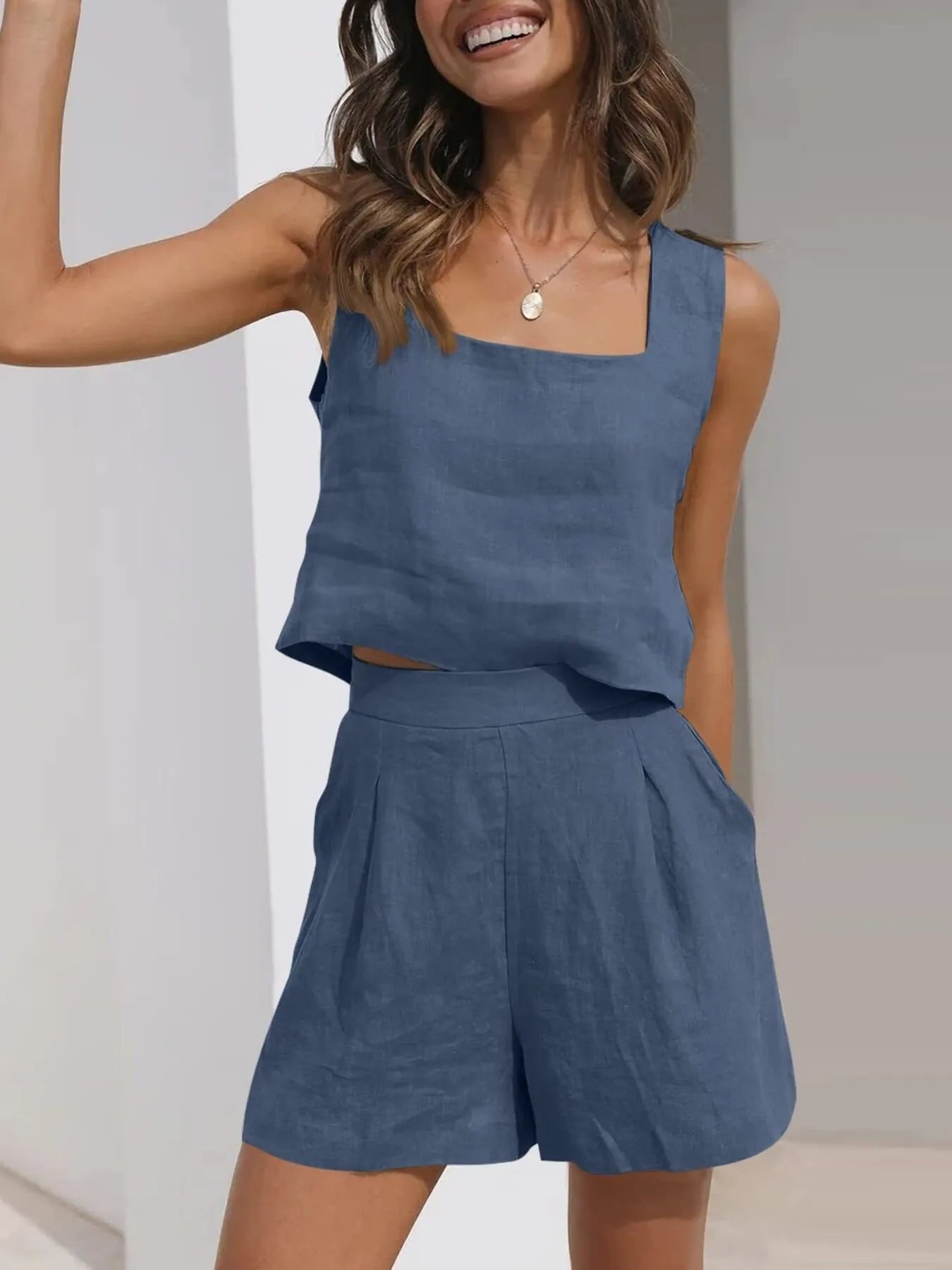 Square Neck Tank and Shorts Set Sapphire Blue 2fe0fde1c0884d0086745b0e0bbb1094-Max-Origin