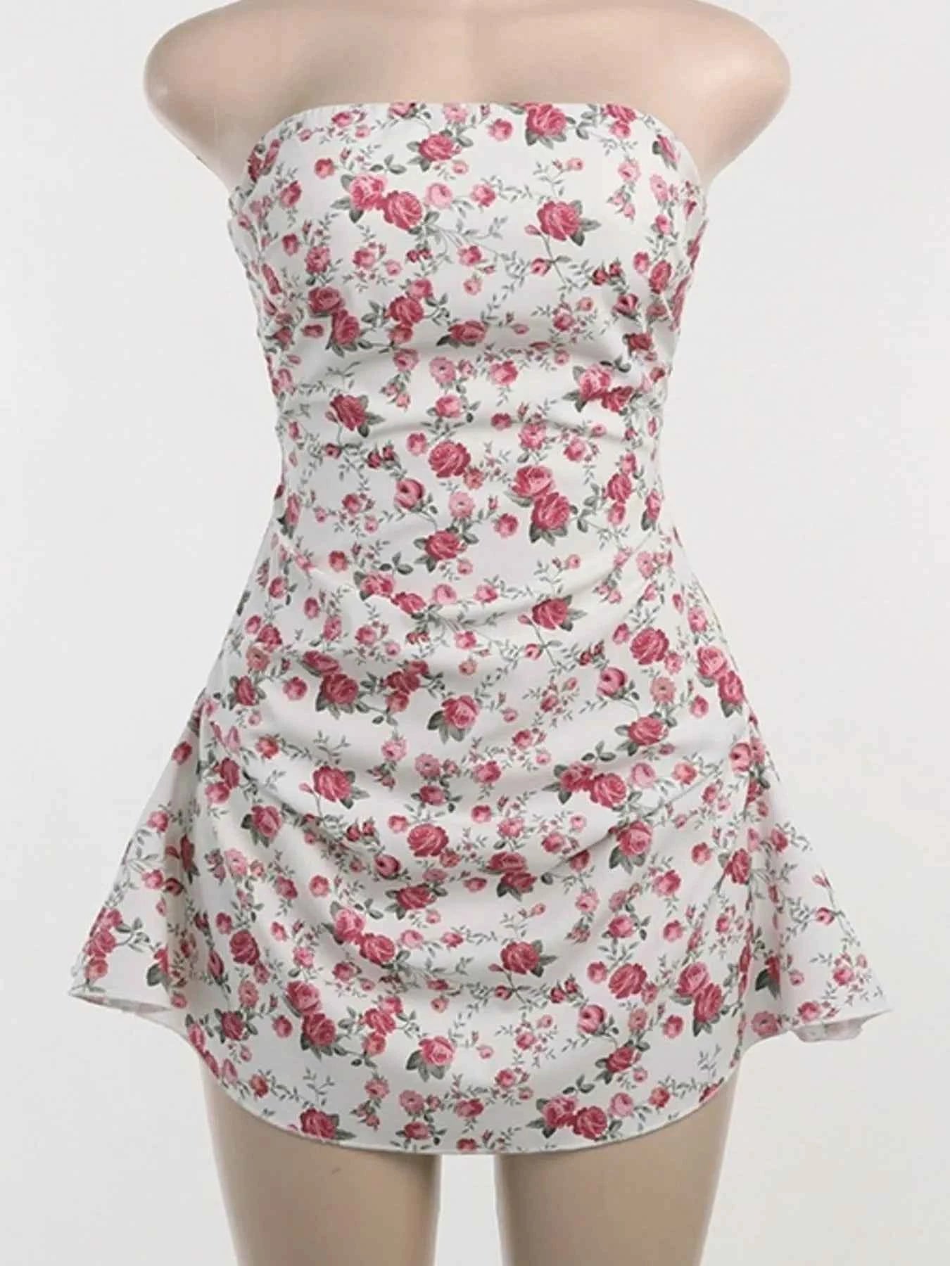 Floral Print Strapless Mini Dress 2fe2aeed-d531-4525-a24e-e5a2b583c9d1-Max-Origin
