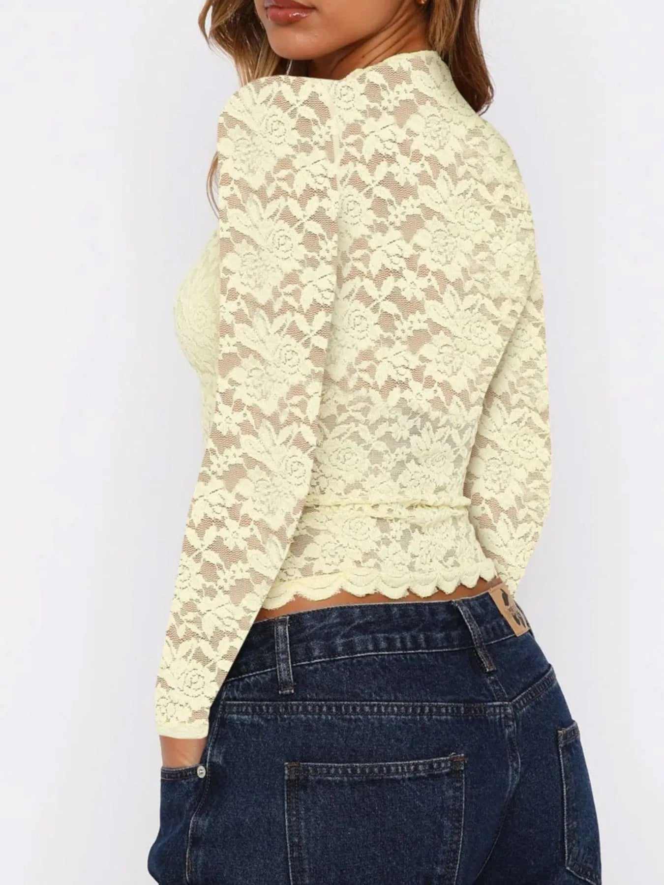 Floral Lace Long Sleeve Deep V-Neck Blouse with Scalloped Hem 2fe88029-2756-4991-92a9-18c1b2671383-Max-Origin