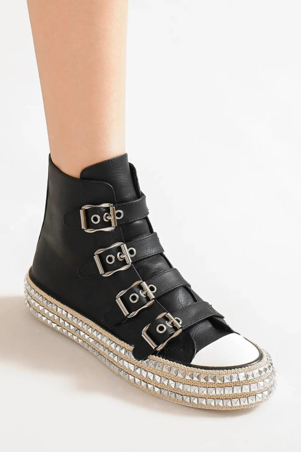 Beast Fashion Multi-Buckle Straps Studded Platform Sneakers 2ff4459e-13d8-44da-81fa-cd16950c602f-Max
