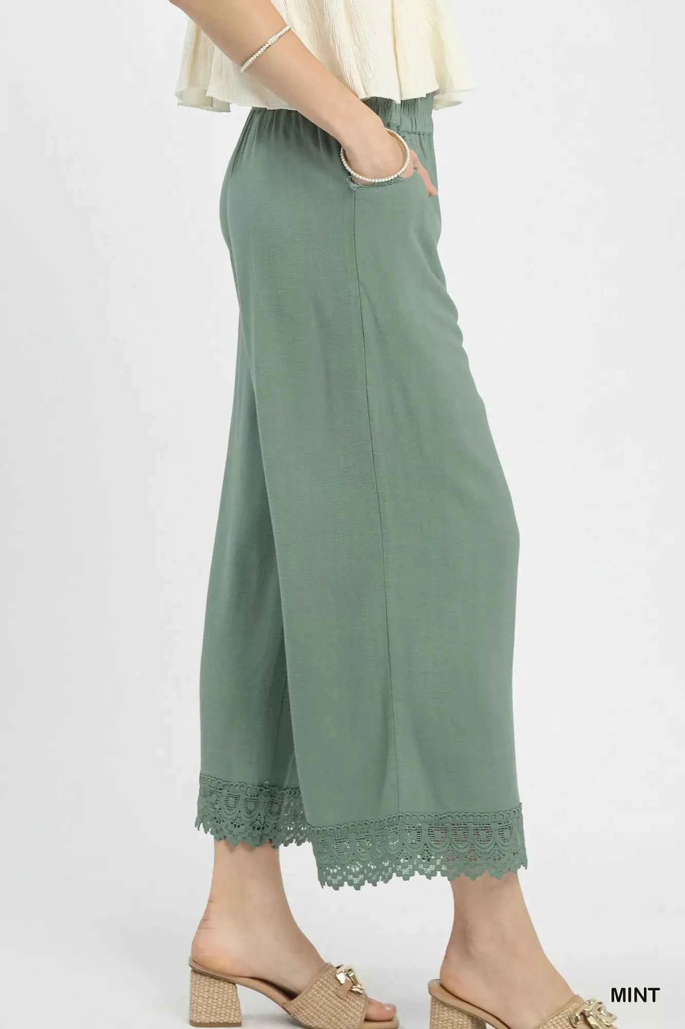 Umgee Linen Wide Leg Cropped Pants with Lace Trim 2ffe606a-a2c0-4412-8eea-dff7226ab3a1-Max-Origin