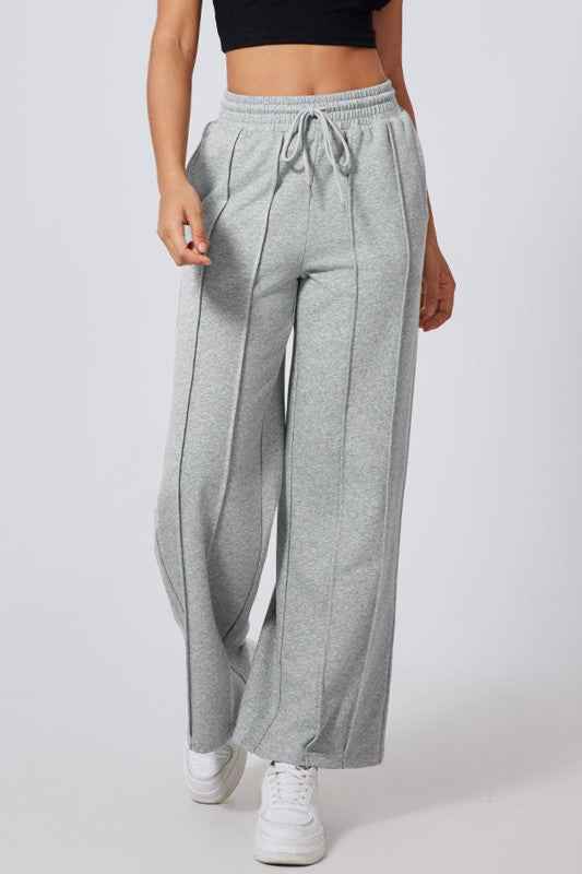 Solid Seam Drawstring Wide Leg Sweatpants 30009713-4398-49b1-981f-e1cfda0301ac