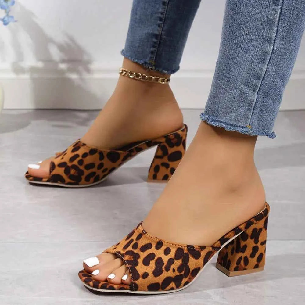 Leopard Block Heel Suede Sandals Caramel 3003bfbe-da8b-41df-af09-1b2644c702b7-Max