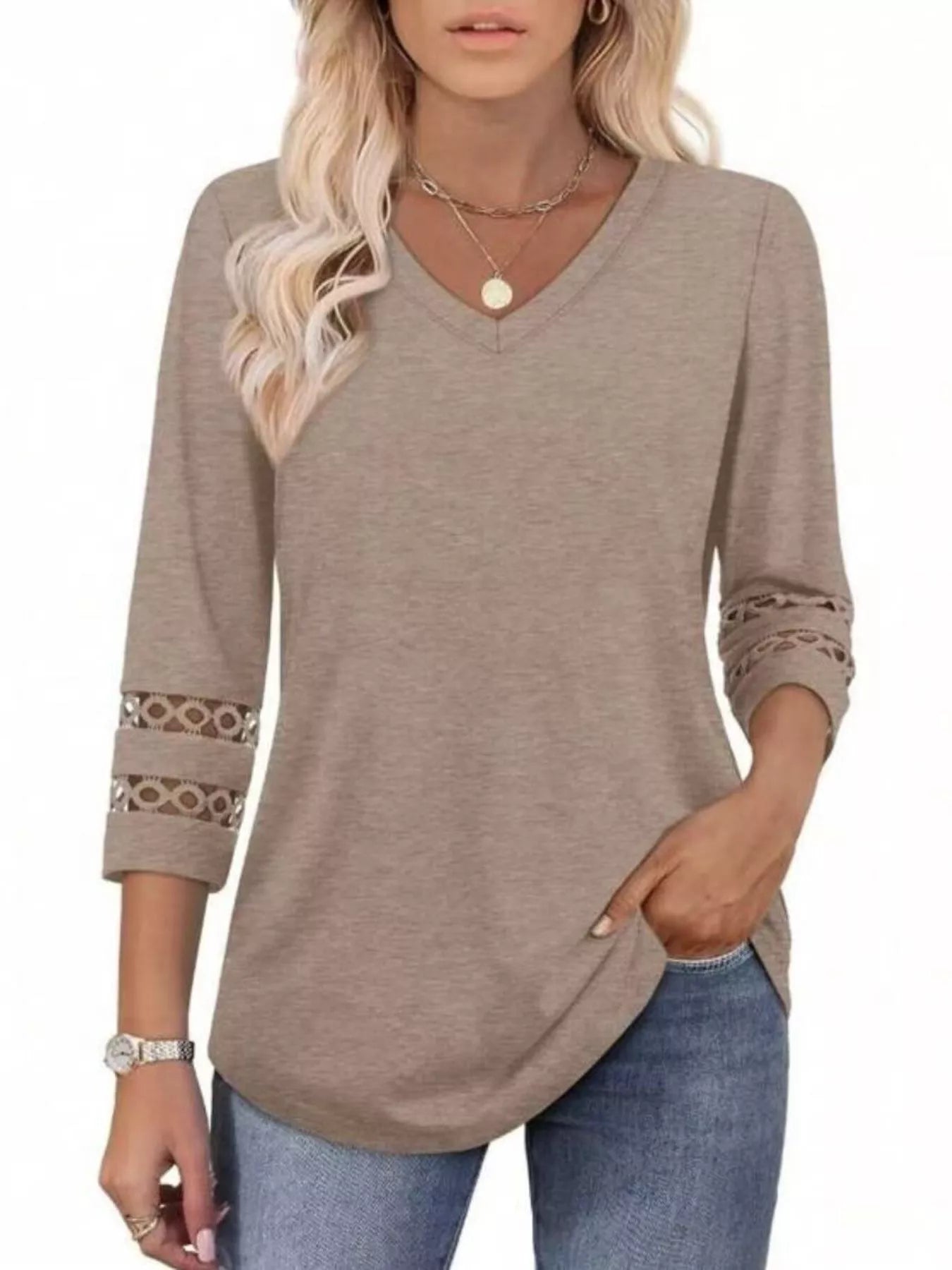 Full Size V-Neck 3/4 Sleeve T-Shirt Plus Size 300d72894a1b48caadd55615335afebe-Max-Origin