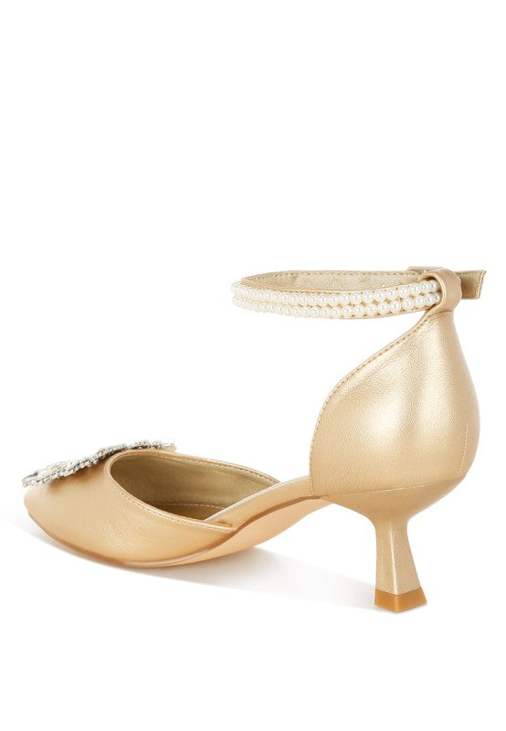 Onkana Diamante Brooch Kitten Heel Sandals 30124578-0379-4a93-bac7-a667c9720772