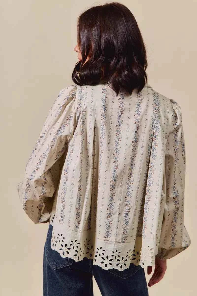 SO ME Floral Print Lace Button Down Shirt 30198b9f11024371b93604d8874dbdd0-Max-Origin