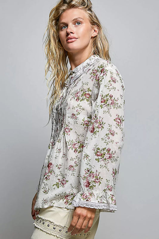 Floral Lace Trim Pintuck Button-Down Shirt 30222190-0e5a-4c44-a247-90dfc36b4f06-Max-Origin