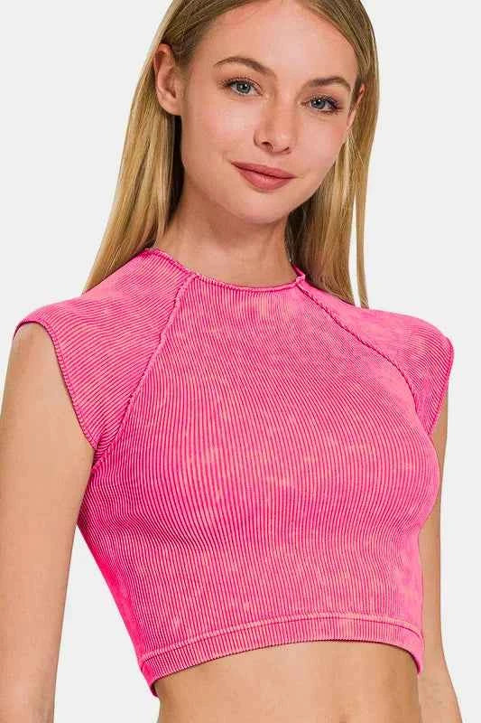 Zenana Ribbed Round Neck Cropped Top 30249a96-ca58-4c74-b4f7-82b604b2b44a-Max