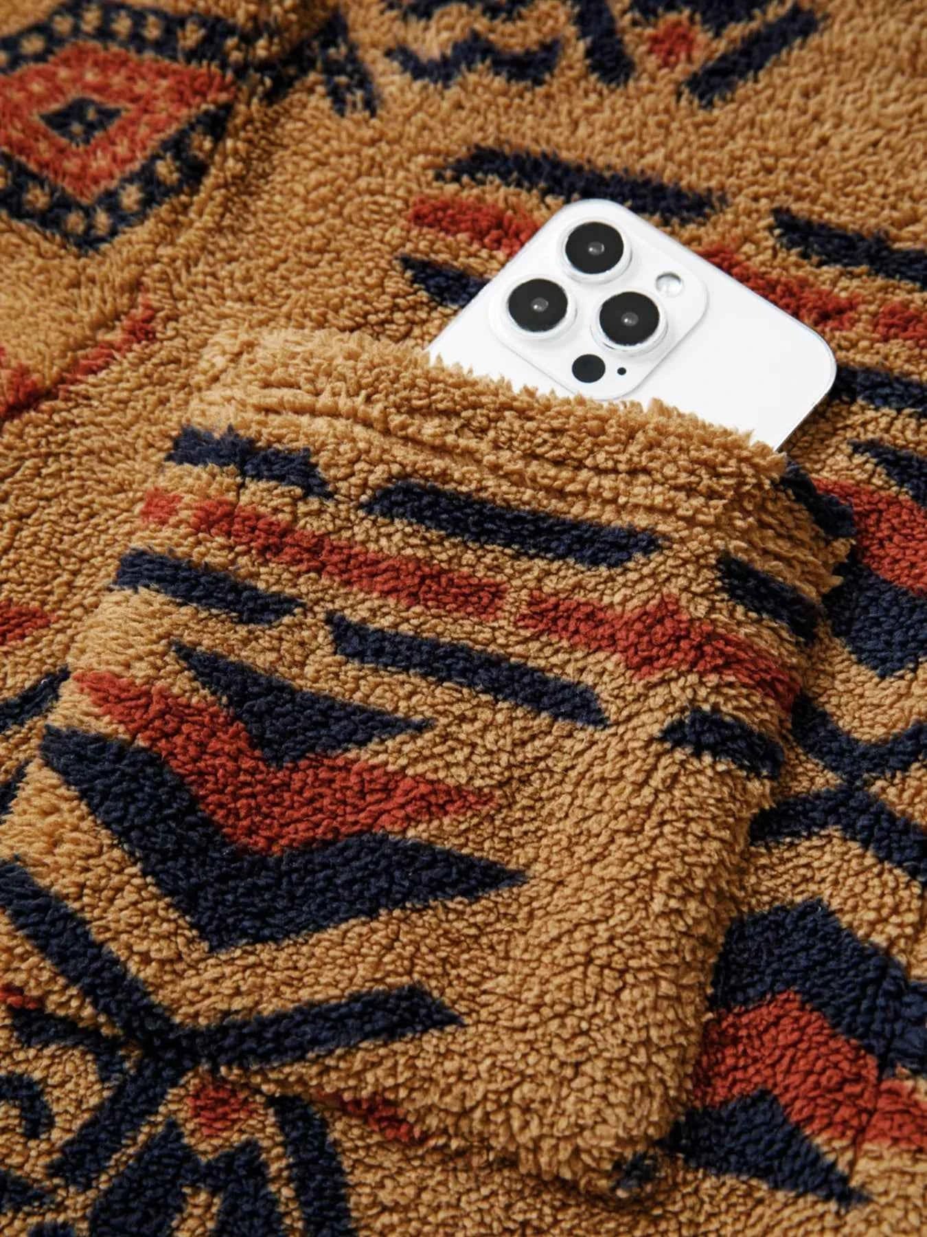 Western Aztec Pattern Fleece Button-Up Shacket 3028a609f1044b17b1e5034fa98e35fd-Max-Origin
