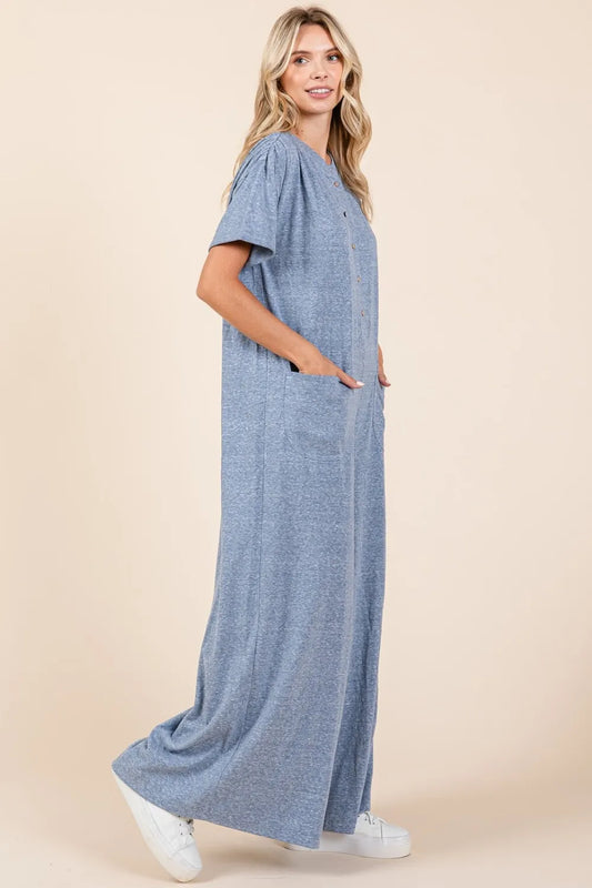 Mittoshop Button Detail Short Sleeve Wide Leg Jumpsuit 302e7873-50f9-42ef-87d1-67b8a2afb726-Max
