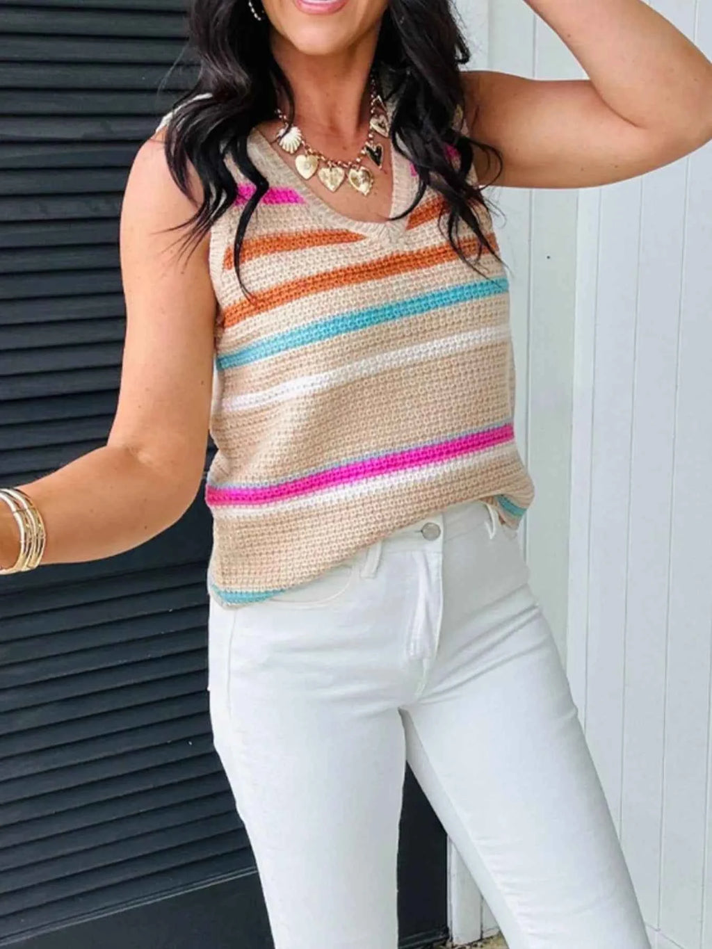 Striped Knit V-Neck Sweater Vest 3037b92d-6aa8-426c-9b3c-c154d38babc1-Max-Origin