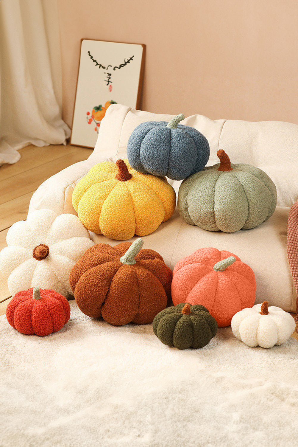 Grapefruit Orange Pumpkin Shape Plush Cushion Grapefruit Orange ONE SIZE teddy fleece+PP cotton 303bde5127eecba9
