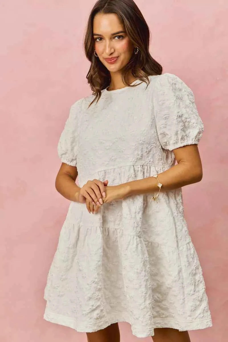 SO ME Floral Jacquard Diagnol Tiered Short Mini Dress 305111a84d194b2ebeb23384515f69e7-Max-Origin