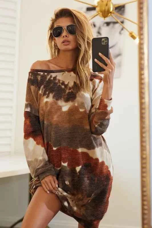 BiBi Tie Dye Print Knit Dress with Side Pocket 30537ec540de48f48254149b10983f5a-Max-Origin