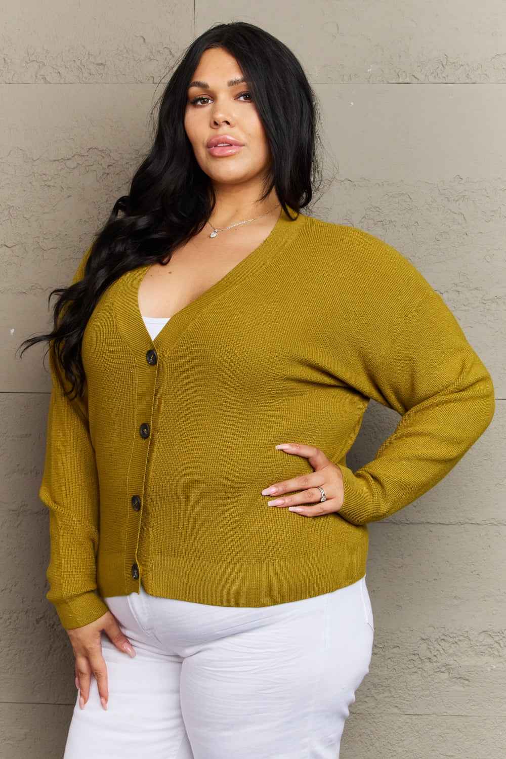 Zenana Kiss Me Tonight Full Size Button Down Cardigan in Chartreuse 305423cdd6ef4cb097c22f70ac594dac-Max