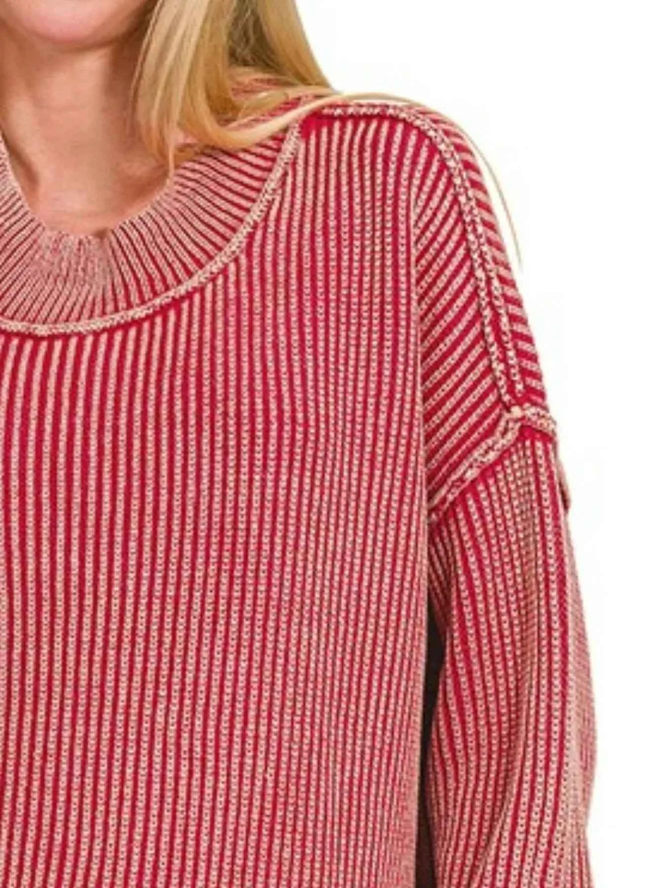 Zenana Washed Side Slit Oversized Sweater 305ab6b6-84c4-4bbf-bde4-f8cb113f2e0b-Max-Origin